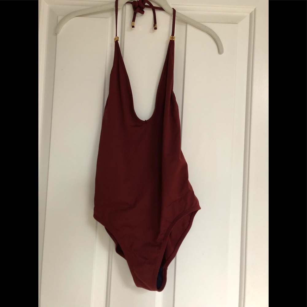 Tory Burch burgundy bathing swimsuit - sz Small